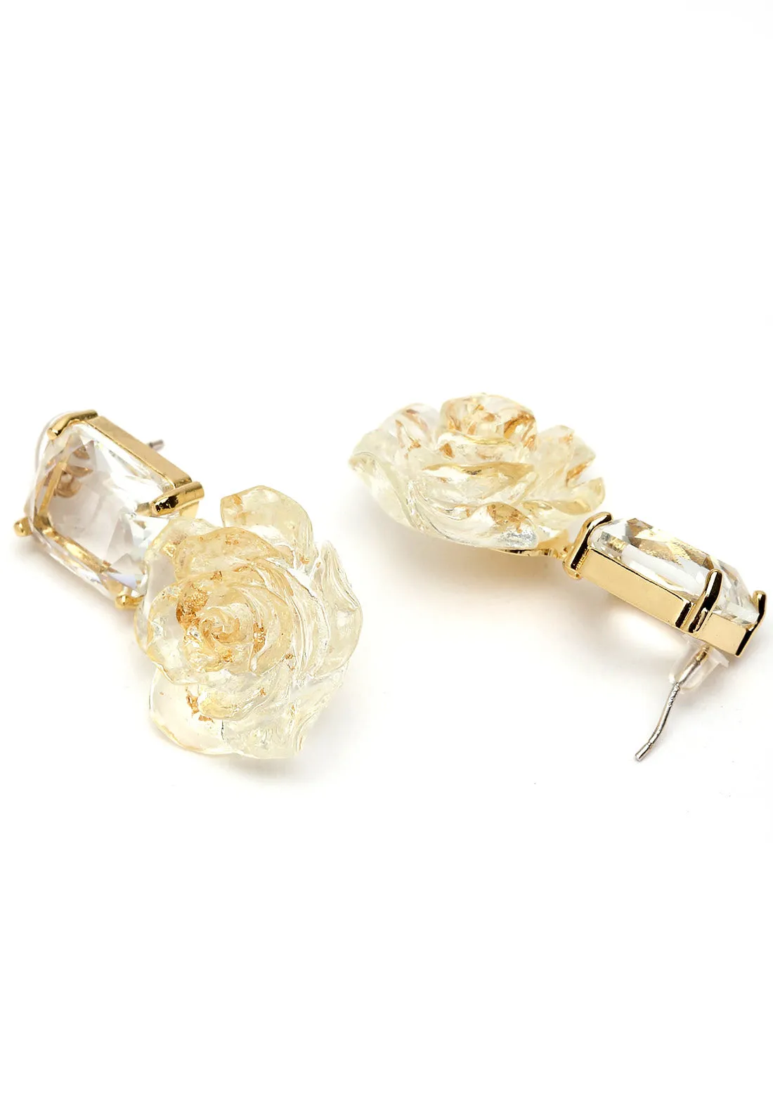 Gold Floral Crystal Earrings
