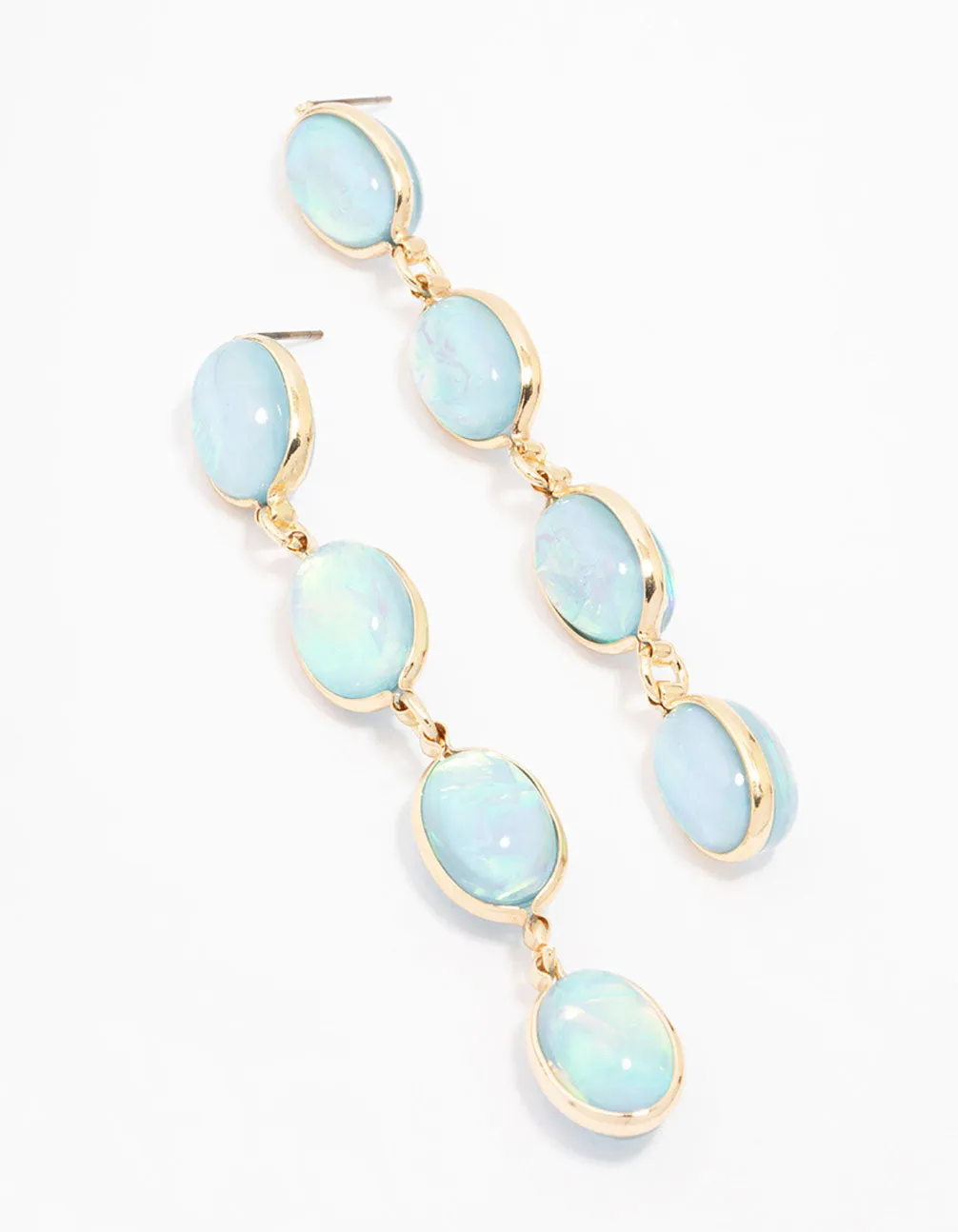 Gold Graduating Blue Stone Drop Earrings