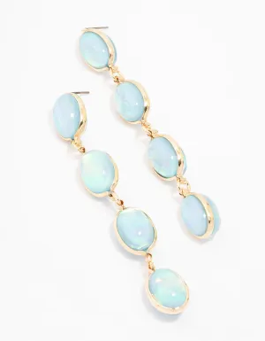 Gold Graduating Blue Stone Drop Earrings