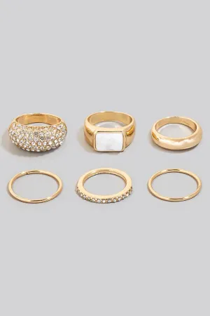 Gold Mixed Metallic Band Rings Set