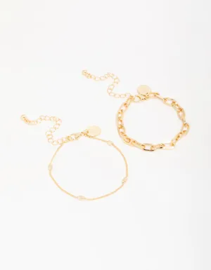 Gold Paperclip Bracelets 2-Pack