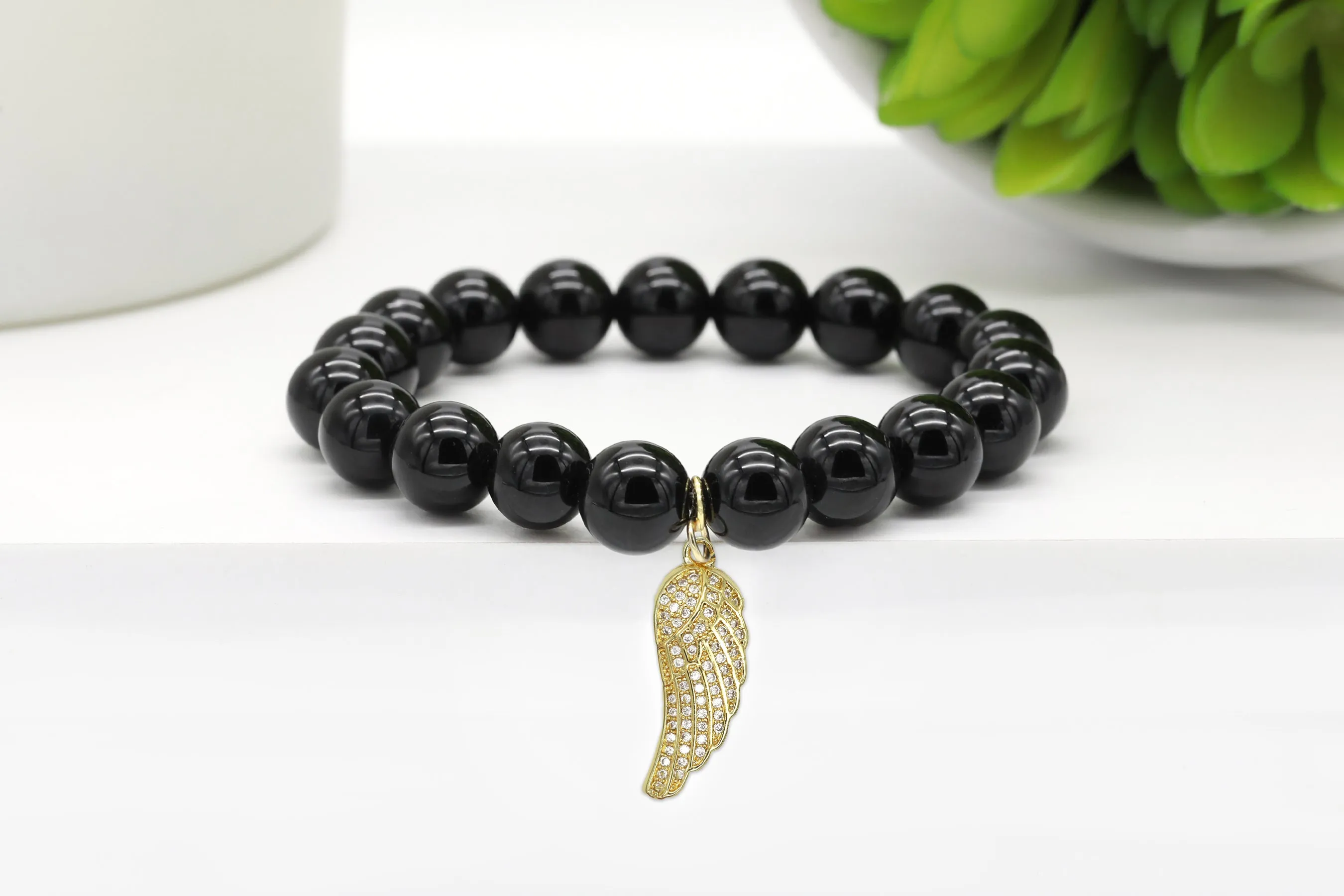 Gold Pave Large Angel Wing Charm