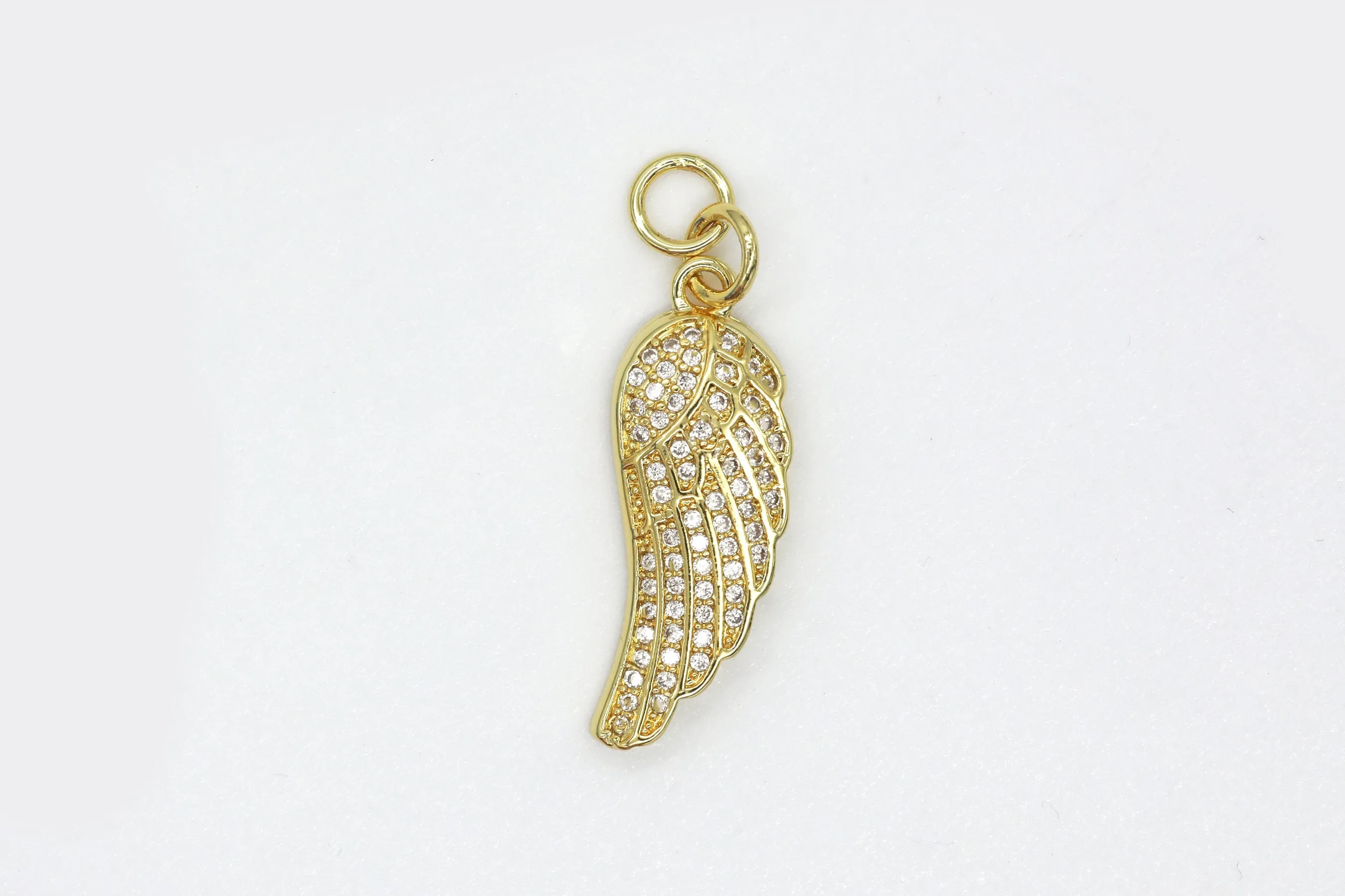 Gold Pave Large Angel Wing Charm