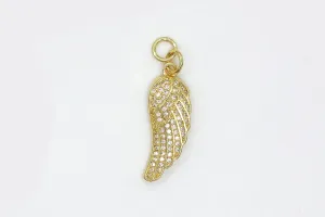 Gold Pave Large Angel Wing Charm
