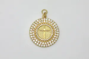 Gold Pave Large Cross Charm