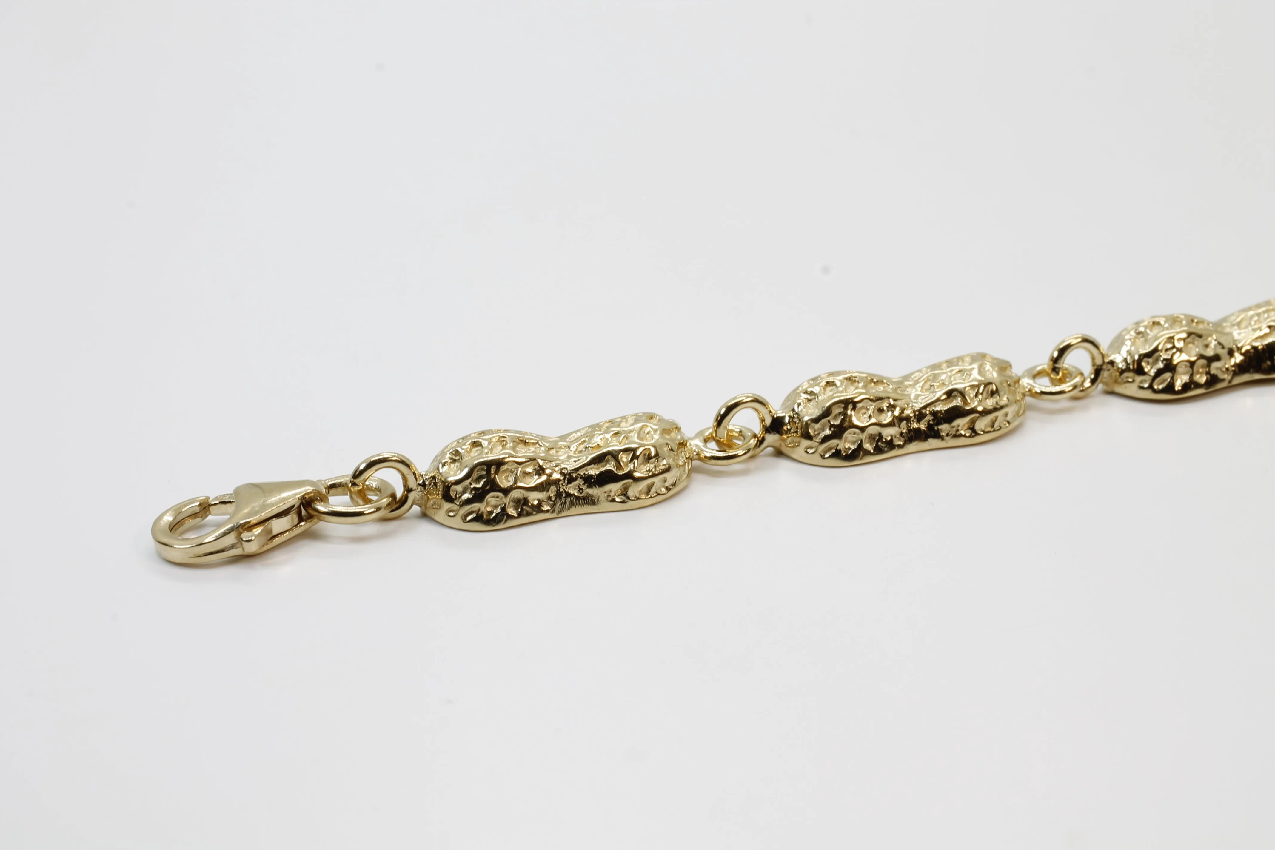 Gold Peanut Link Bracelet with Medium Size peanuts in 14kt gold vermeil
