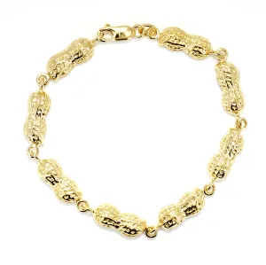 Gold Peanut Link Bracelet with Medium Size peanuts in 14kt gold vermeil