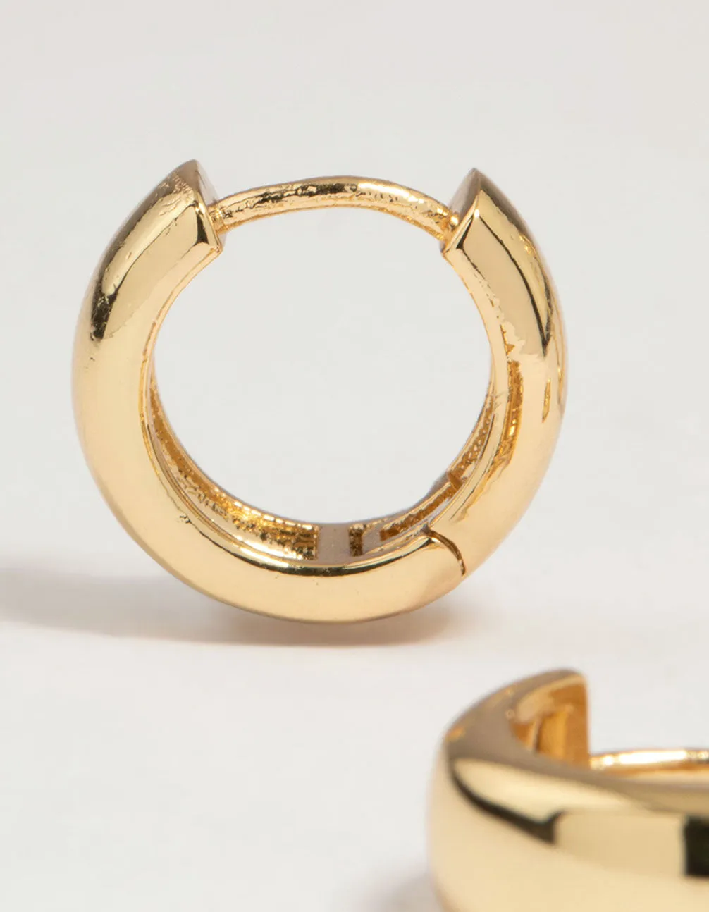 Gold Plated Brass Small & Medium Huggie Earrings 2-Pack