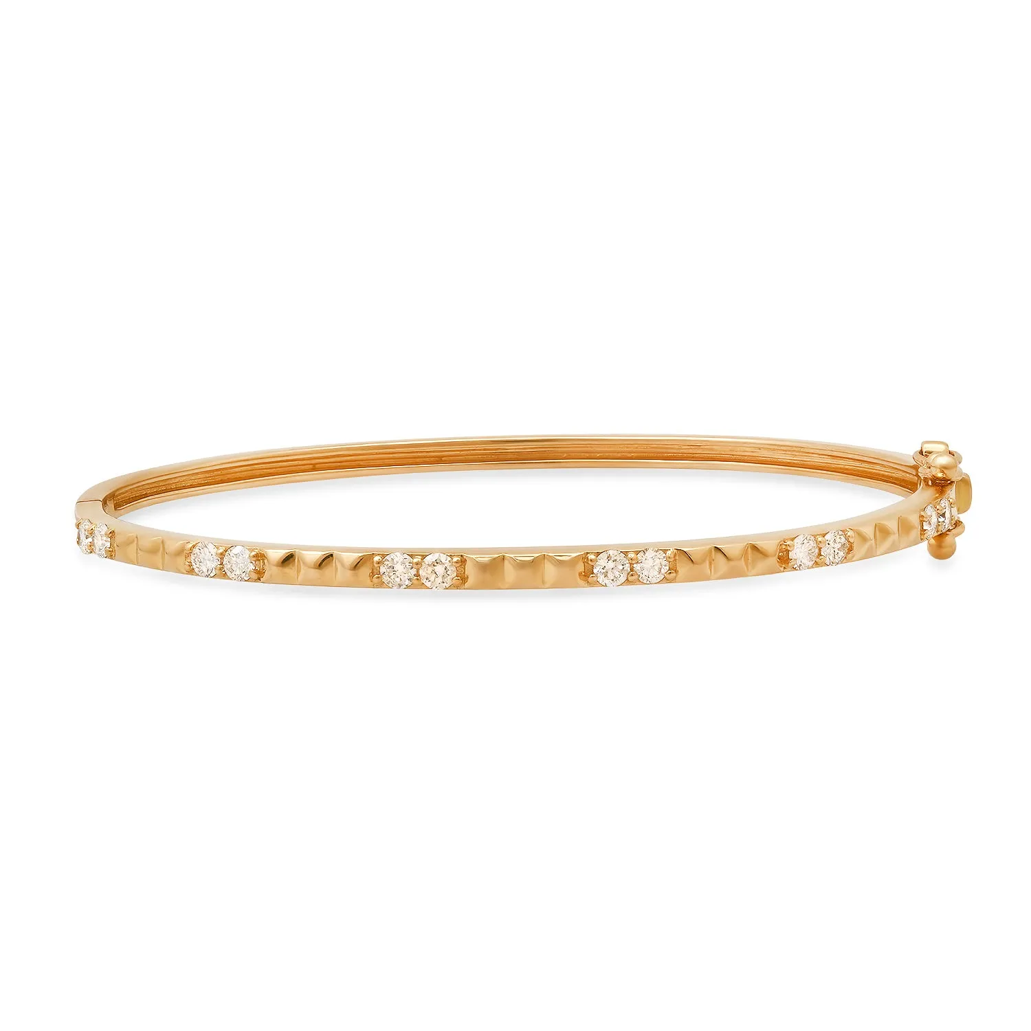 Gold Pyramid & Diamond Bangle Bracelet