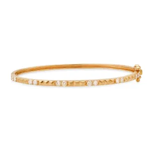 Gold Pyramid & Diamond Bangle Bracelet