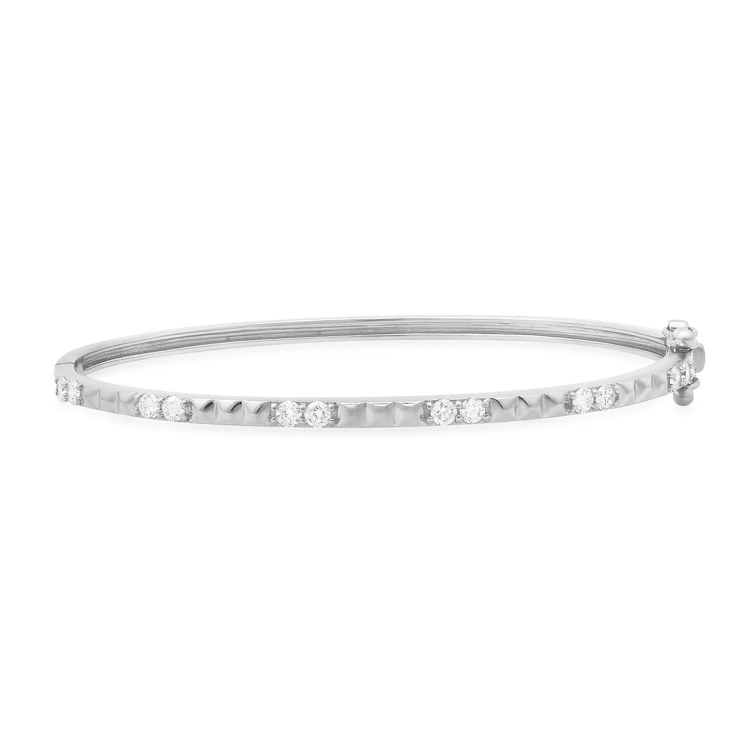 Gold Pyramid & Diamond Bangle Bracelet