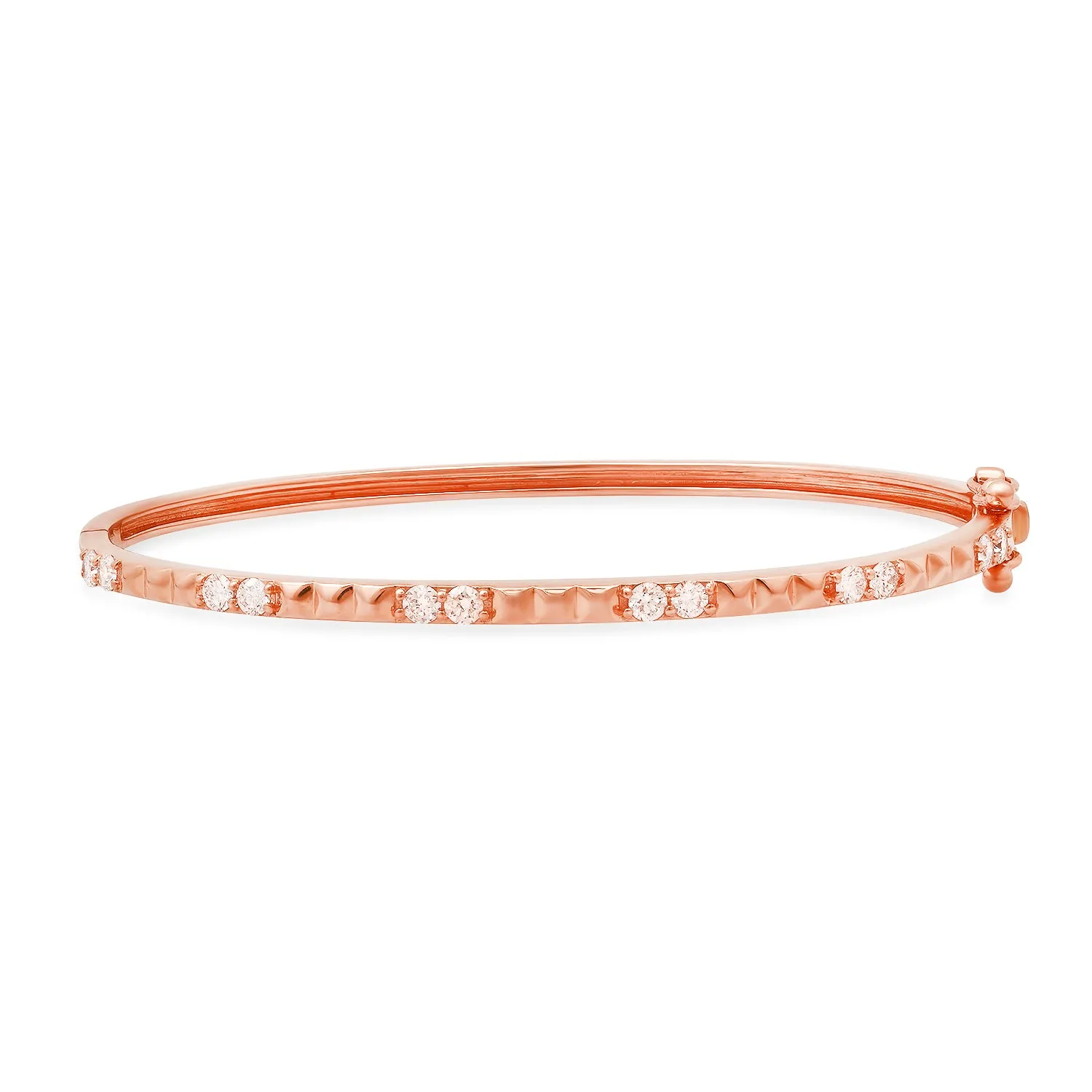 Gold Pyramid & Diamond Bangle Bracelet