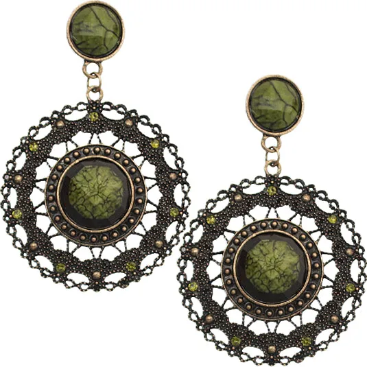 Green Faceted Rhinestone Post Earrings