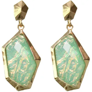 Green Iridescent Faux Gemstone Post Earrings