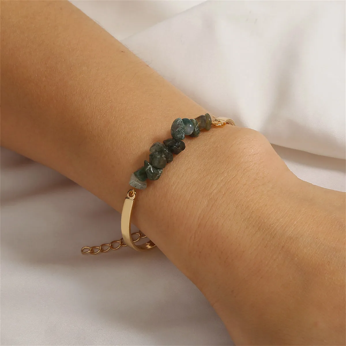 Green Resin & 18K Gold-Plated Irregular Bracelet