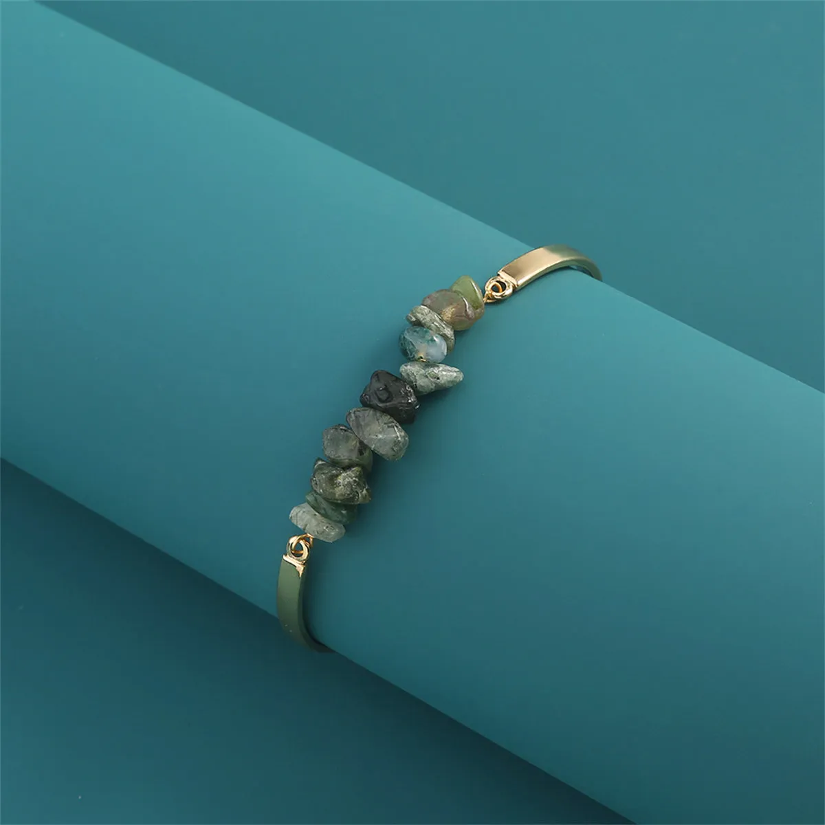 Green Resin & 18K Gold-Plated Irregular Bracelet
