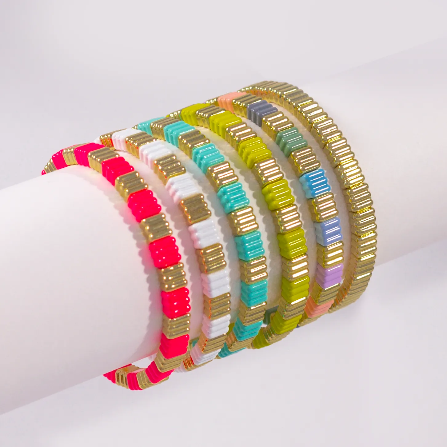 Groovy Enamel Bracelet | Pop Pink | Thin
