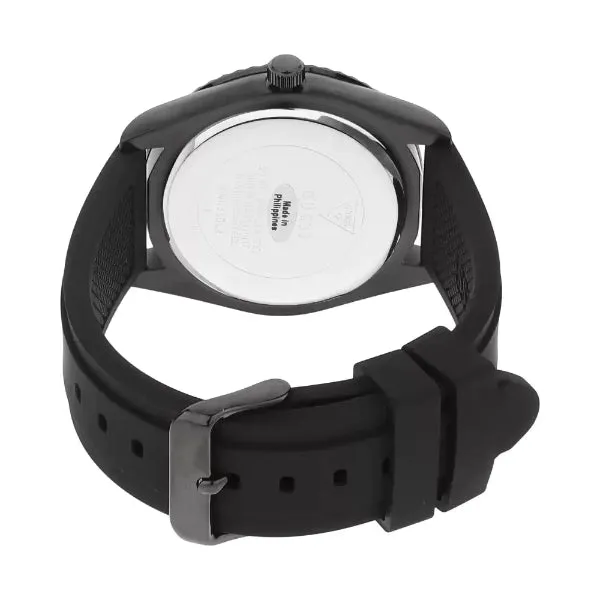 Guess Classic Black Silicone Strap Black Dial Quartz Watch for Gents - GW0335G1