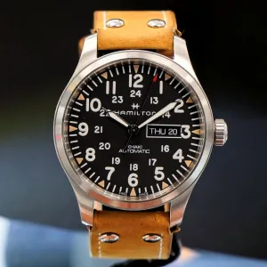 HAMILTON Khaki Field Day Date Auto Watch H705350 42mm 12/24-Dial Wristwatch - Double Box!