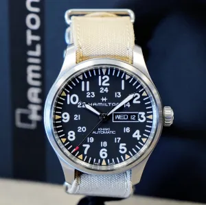 HAMILTON Khaki Field Day Date Auto Watch H705350 42mm 12/24-Dial Wristwatch - Double Box!