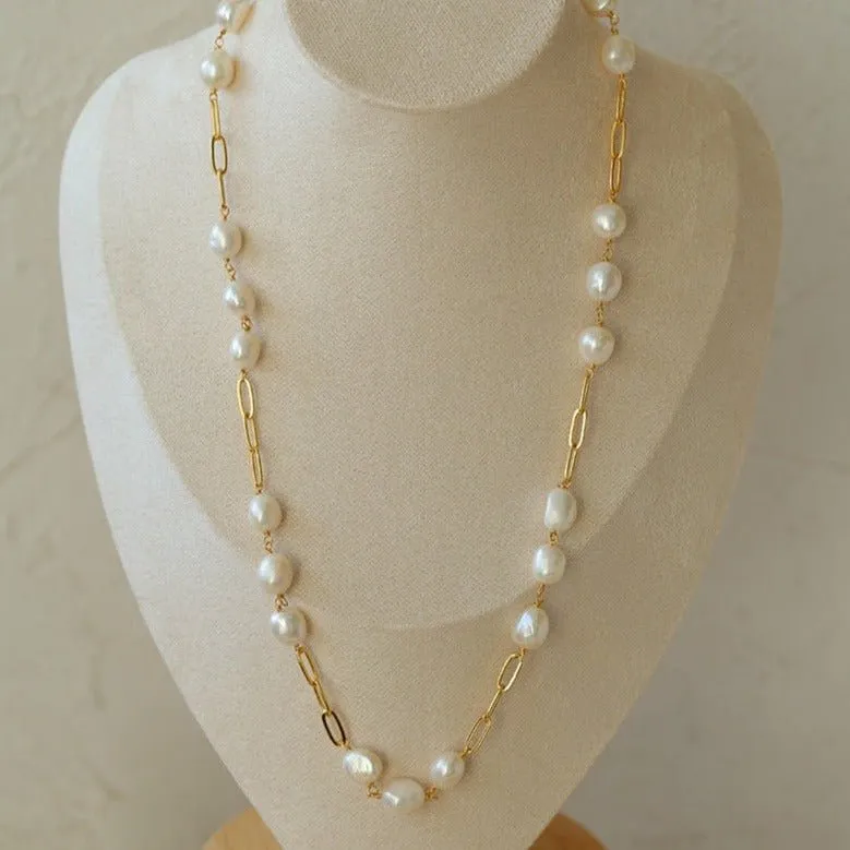 Handcrafted Chain Pearl Necklace Type J