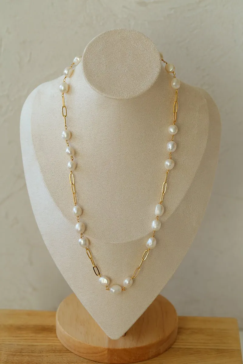 Handcrafted Chain Pearl Necklace Type J