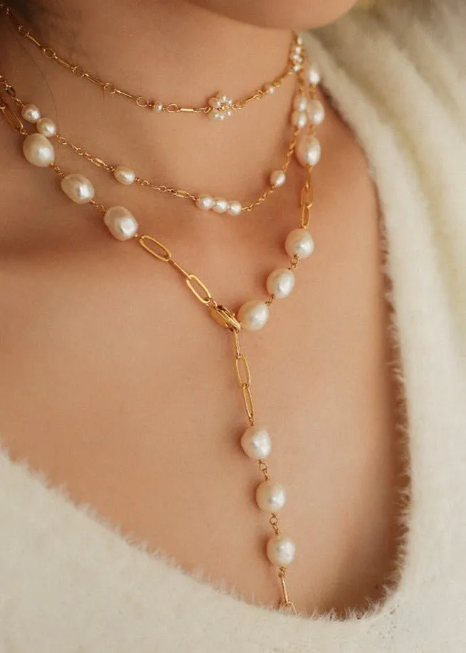 Handcrafted Chain Pearl Necklace Type J