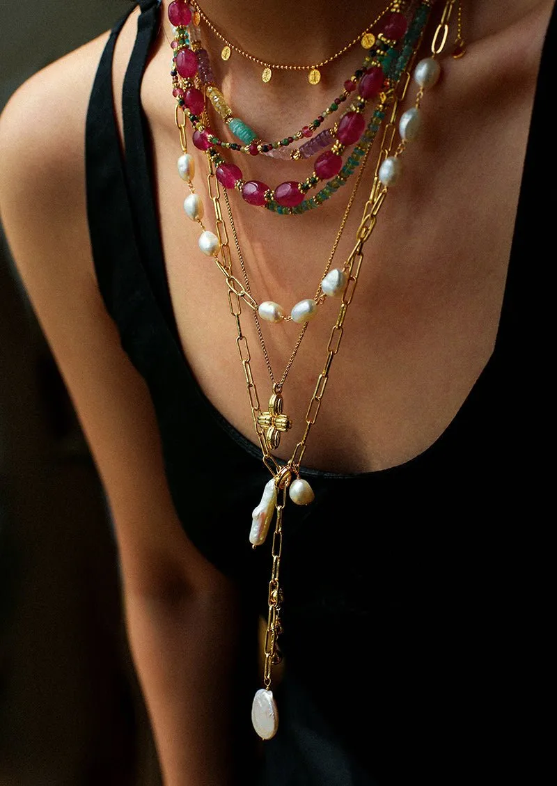 Handcrafted Chain Pearl Necklace Type J