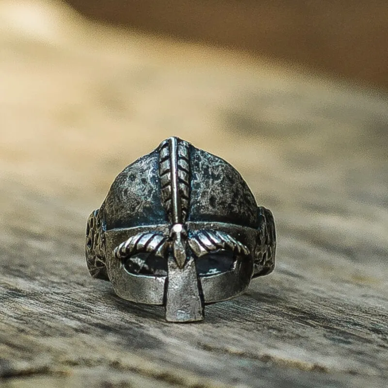 Handcrafted Viking Helmet  Unique Ring Viking Jewelry