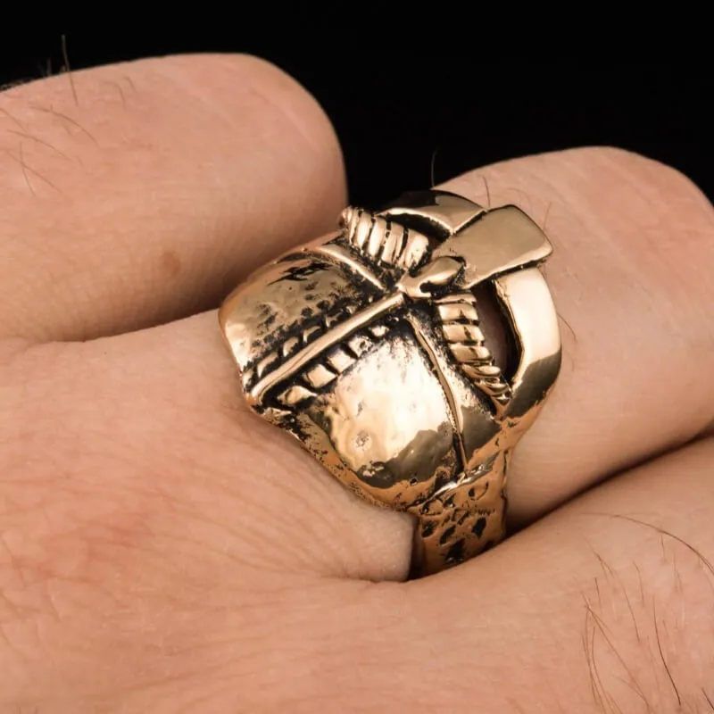 Handcrafted Viking Helmet  Unique Ring Viking Jewelry