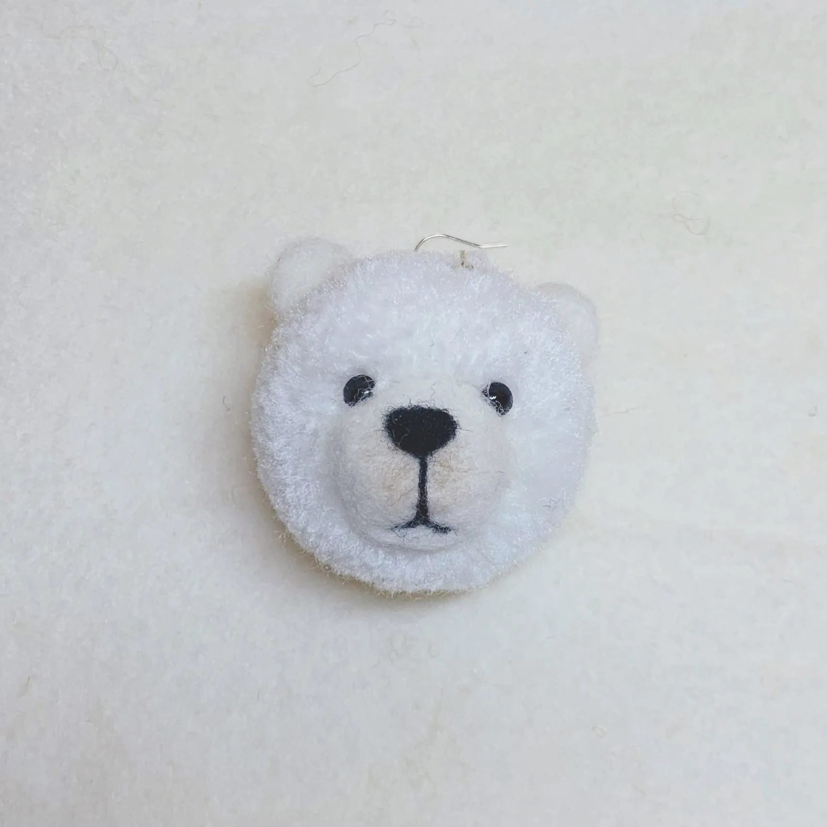 Handmade Polar Bear Pom Pom Earrings Cute Pompom Dangle Earrings Boho Chic Pom Earrings