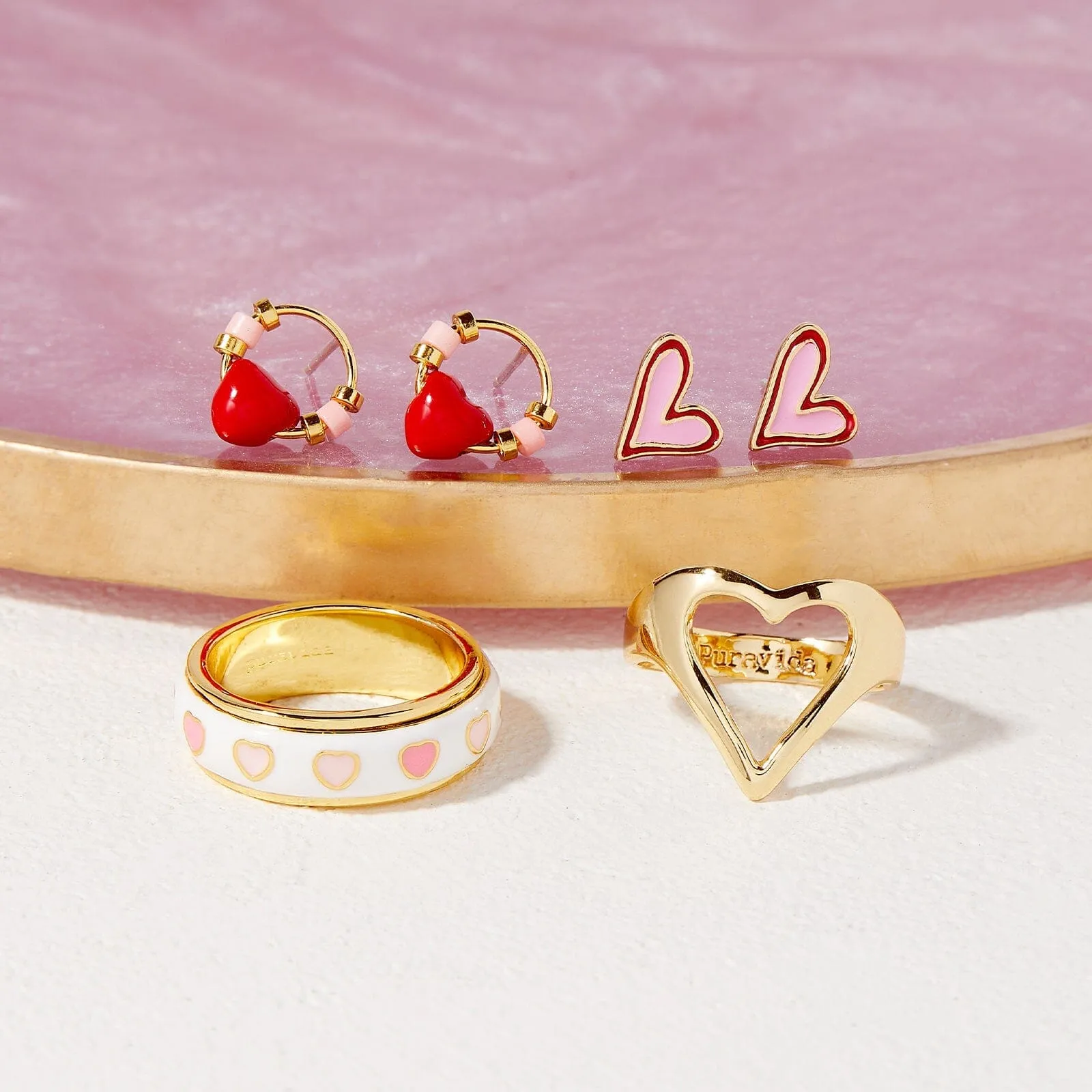 Heart Bead Stud Earrings