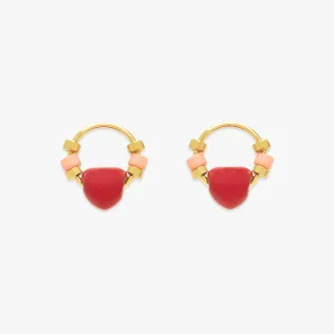 Heart Bead Stud Earrings
