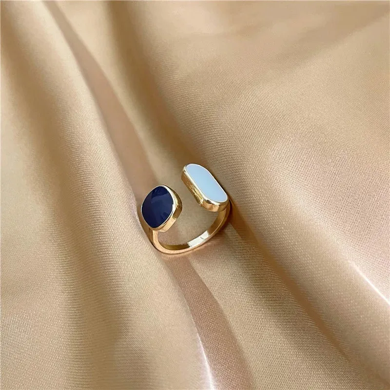Heart Rings For Women Minimalist Aesthetic Drop Of Oil Open Rings Female Dinner Party Charming Ring Set Jewelry