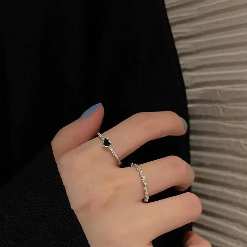 Heart Rings For Women Minimalist Aesthetic Drop Of Oil Open Rings Female Dinner Party Charming Ring Set Jewelry