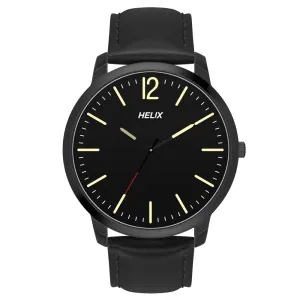 Helix By Timex Black Round Analog Leather Watch Men -TW039HG10