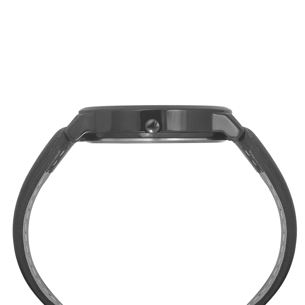 Helix By Timex Black Round Analog Leather Watch Men -TW039HG10