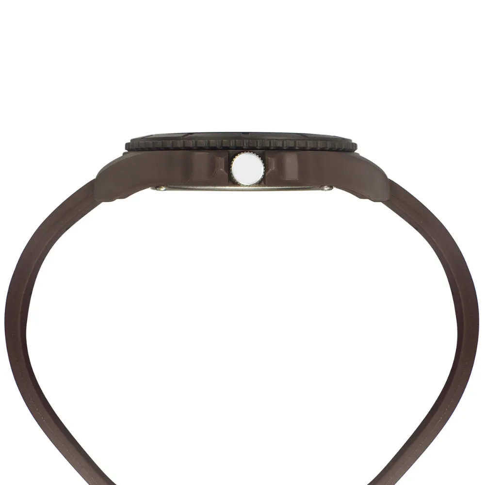 Helix By Timex Black/Brown Round Analog Silicone Watch Men -TW033HG19