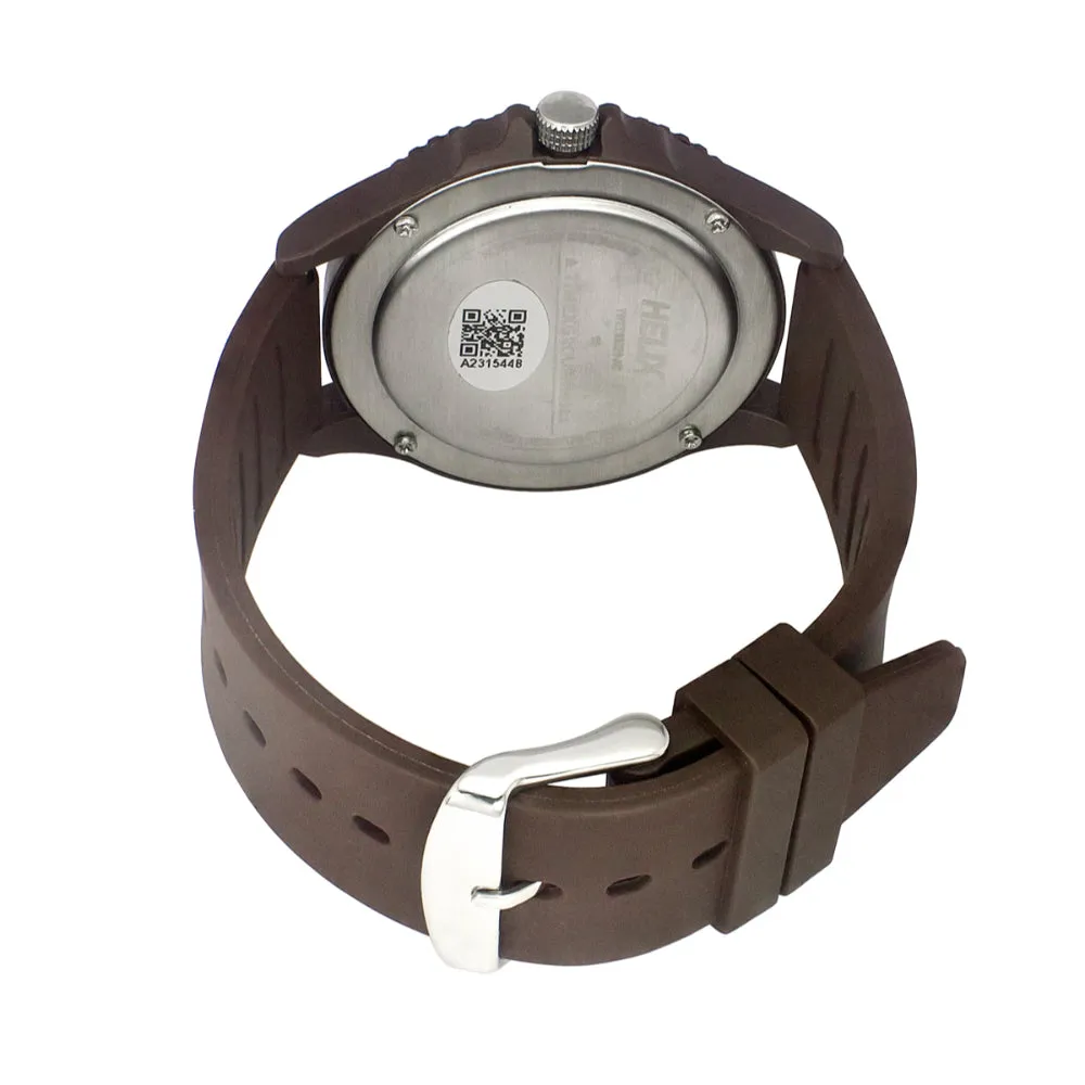 Helix By Timex Black/Brown Round Analog Silicone Watch Men -TW033HG19