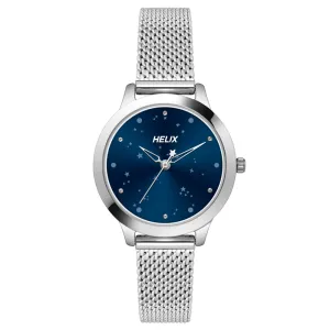 Helix By Timex Blue Round Analog Stainless Steel Watch Women -TW022HL34