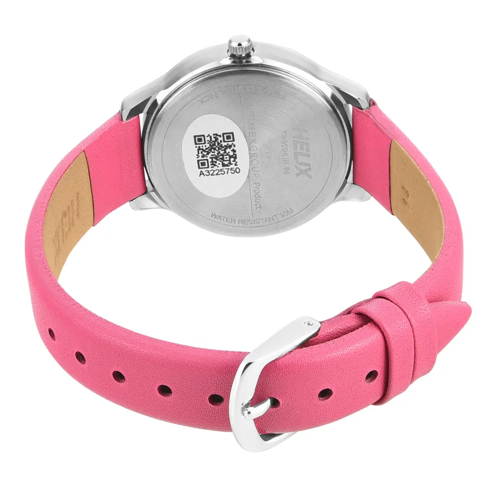 Helix By Timex Pink Round Analog Leather Watch Women -TW055HL01