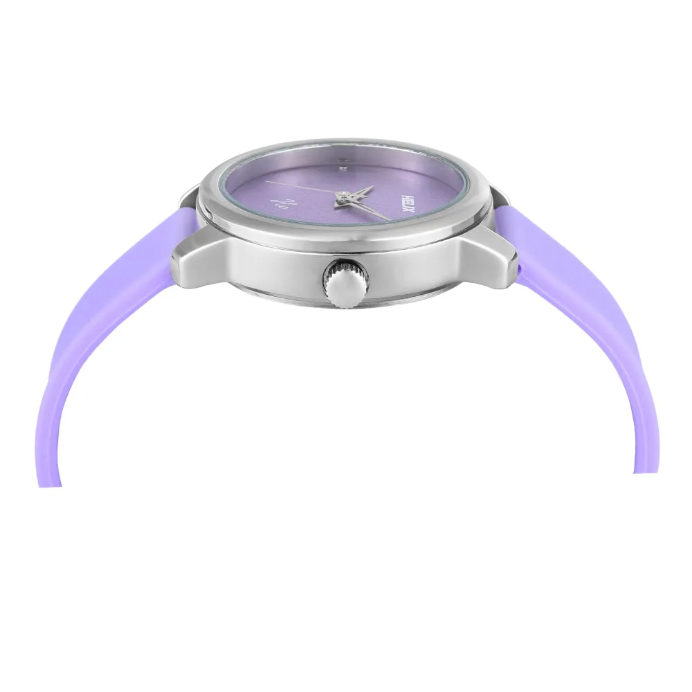 Helix By Timex Purple Round Analog Silicone Watch Women -TW048HL15