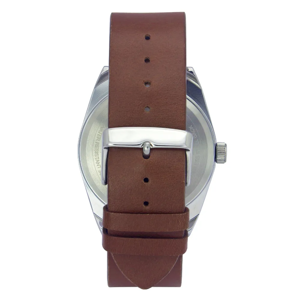 Helix By Timex Silver Round Analog Leather Watch Men -TW044HG00
