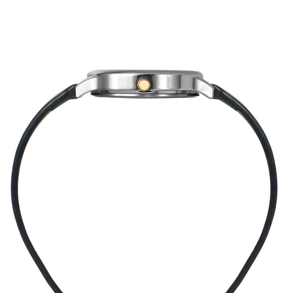 Helix By Timex Silver Round Analog Leather Watch Women -TW060HL01T