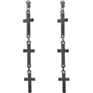 Hematite Cross Post Drop Earrings
