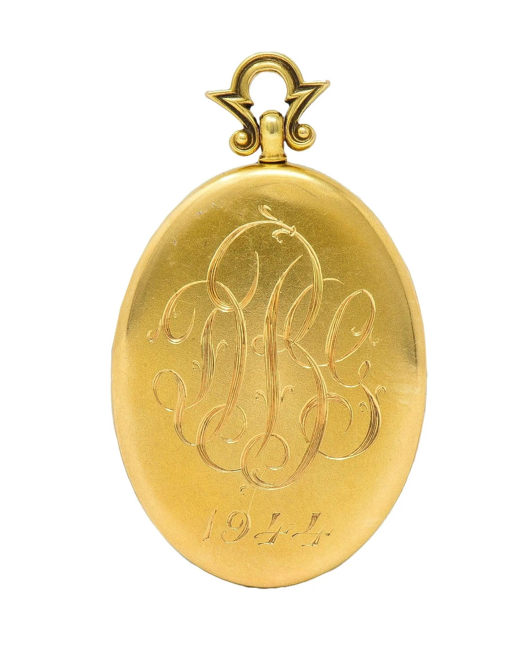 Henry Blank & Co. Victorian Diamond Guilloche Enamel 14 Karat Gold Antique Locket Pendant