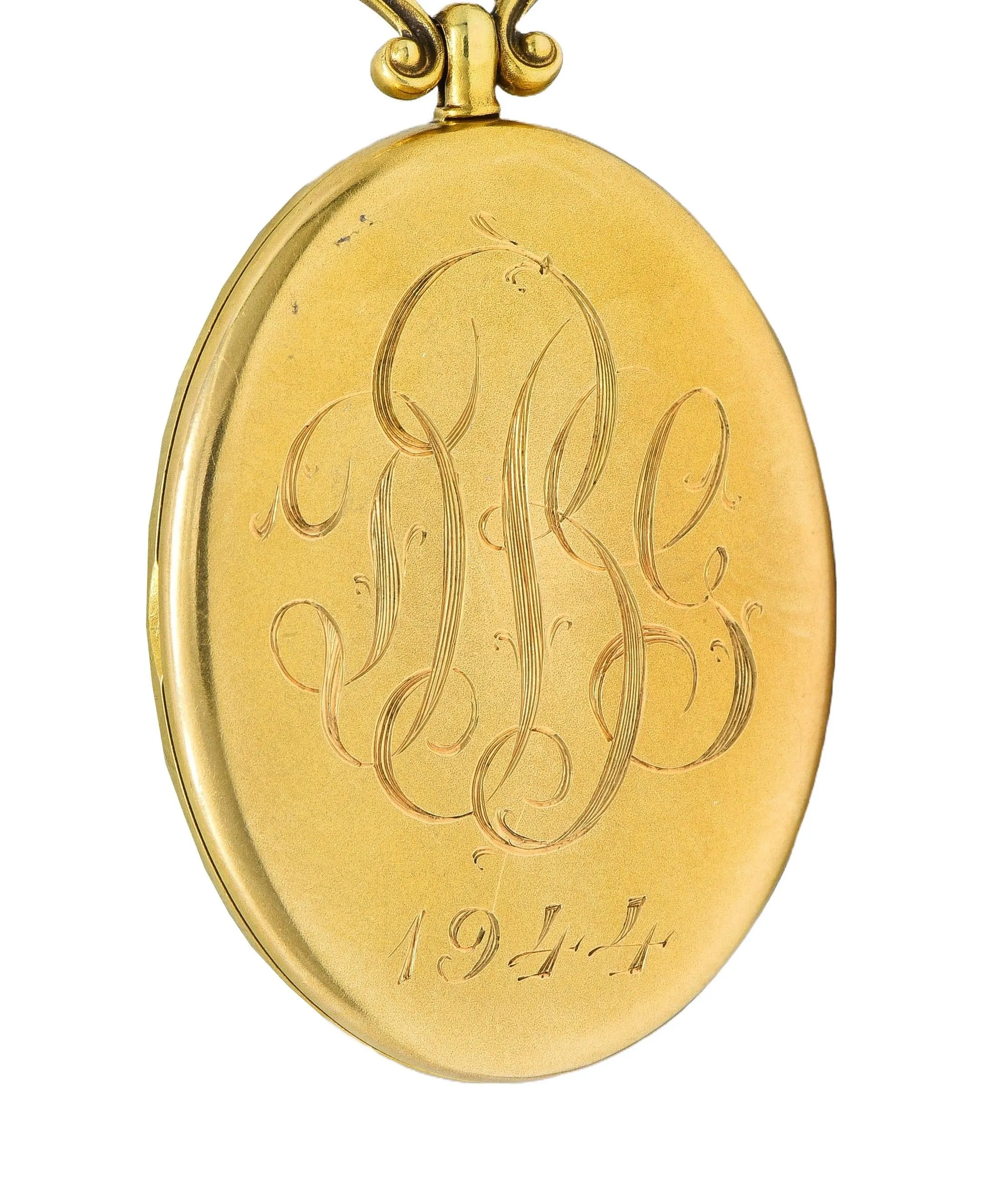 Henry Blank & Co. Victorian Diamond Guilloche Enamel 14 Karat Gold Antique Locket Pendant