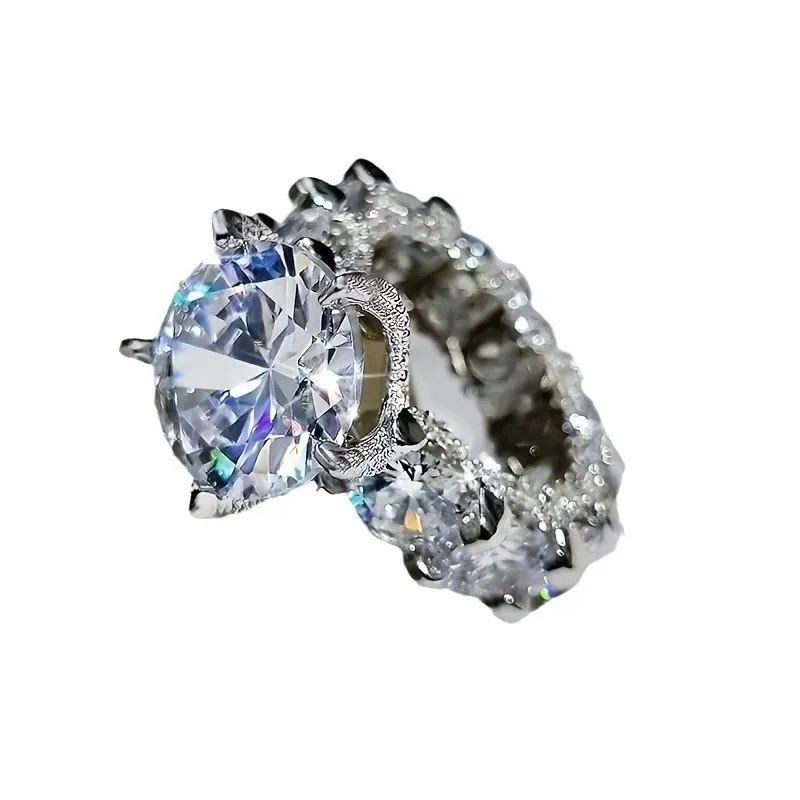 Hot Selling Silver Plated Rings For Women Square Cubic Zircon Jewelry Wedding Engagement Ring Wholesale Size 6-10