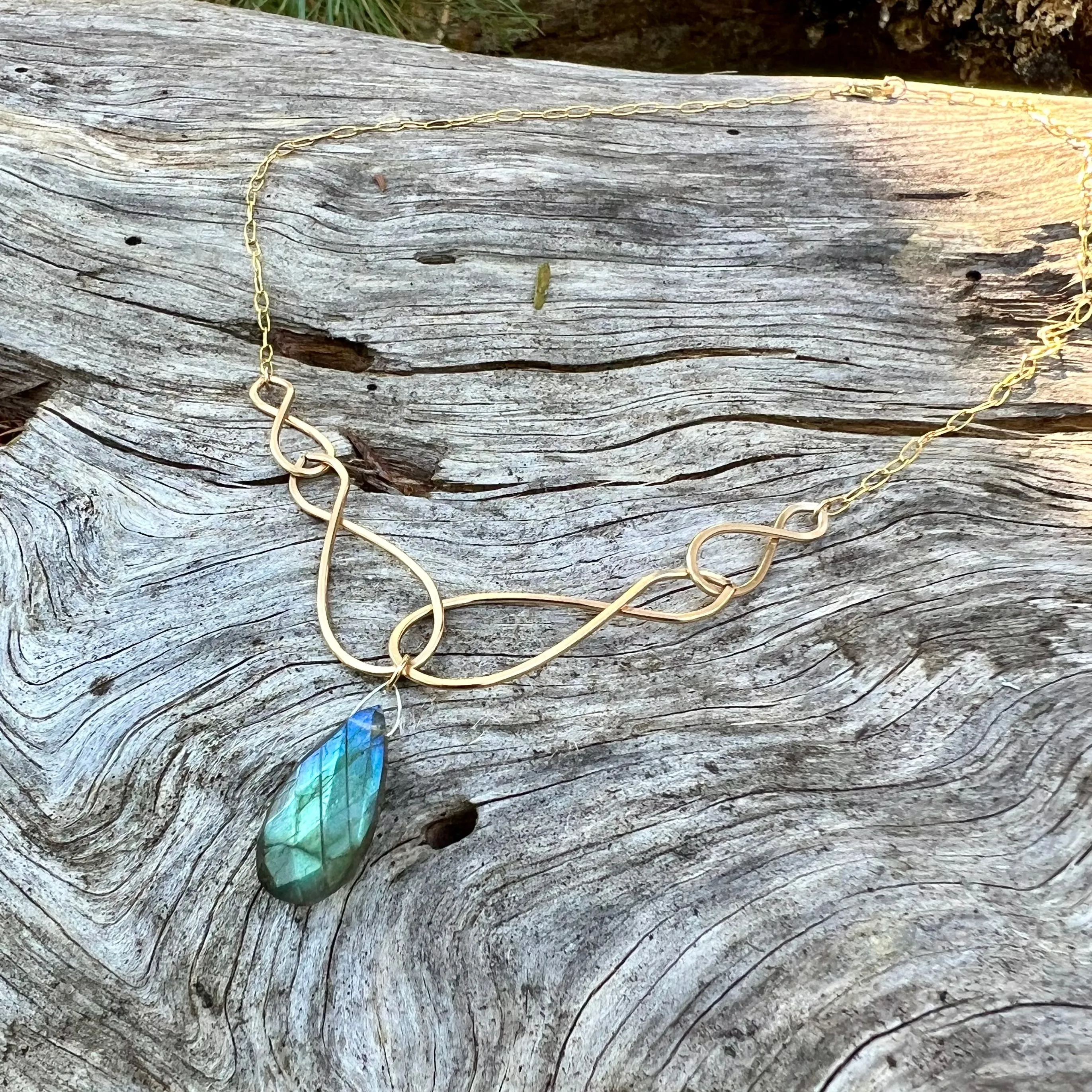 Infinite Nature Necklace, 14K Gold Filled with Labradorite, Handmade