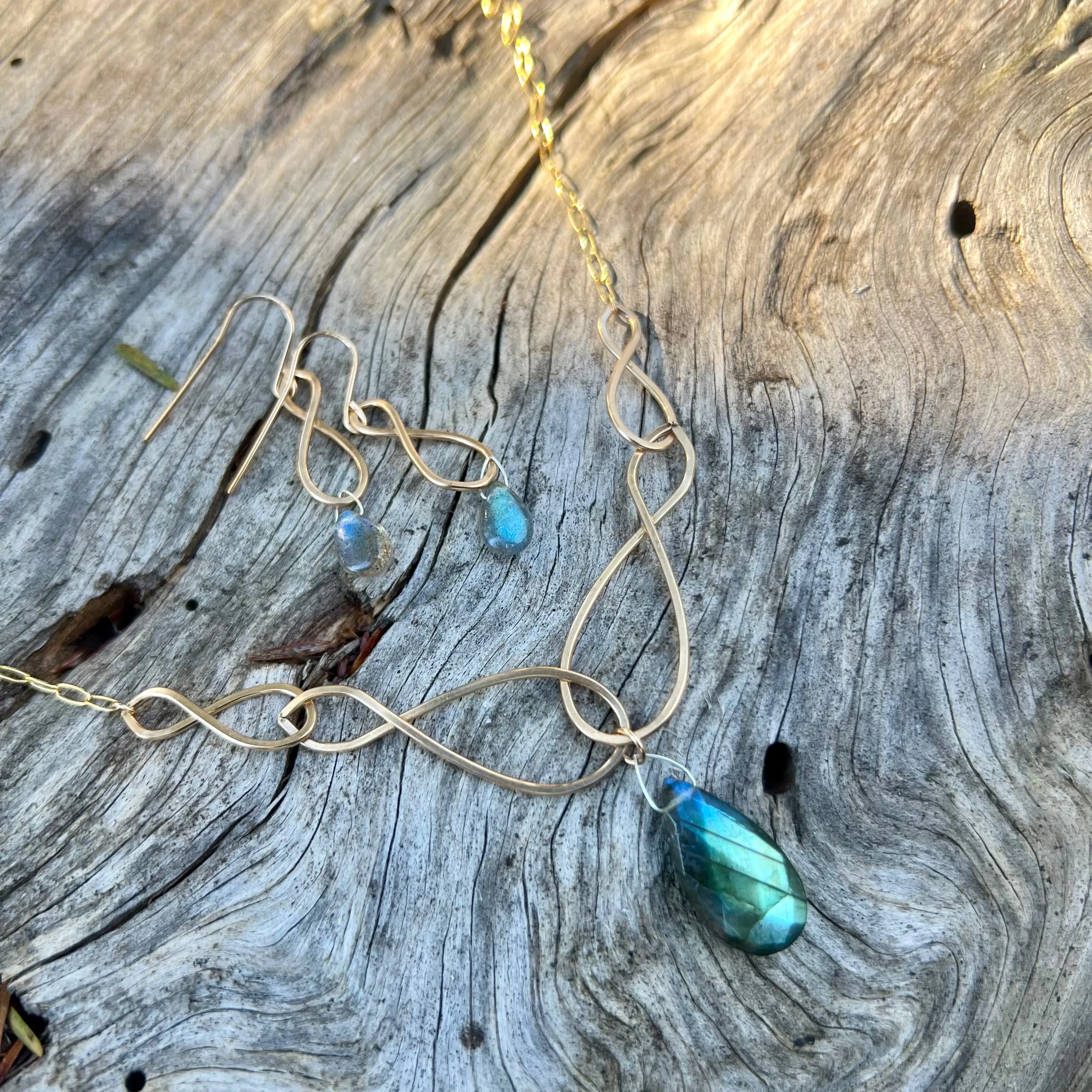 Infinite Nature Necklace, 14K Gold Filled with Labradorite, Handmade